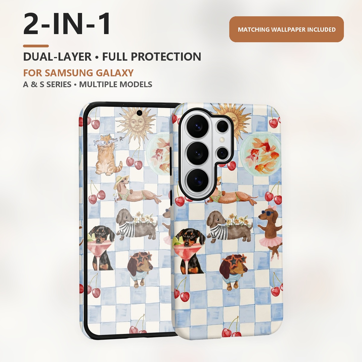 Computer Case - เคสโทรศัพท์ลายสุนัขตลก 2-in-1 สองชั้น สำหรับ Samsung Galaxy