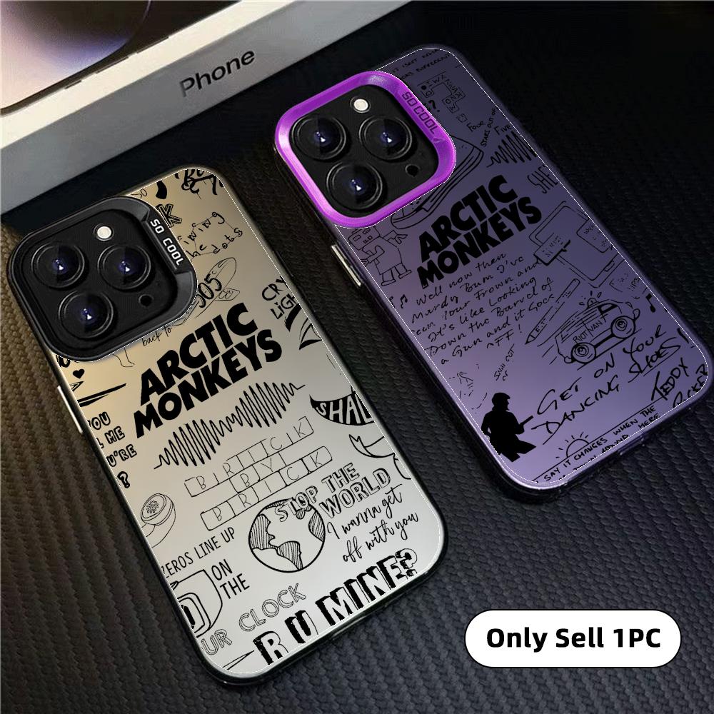 Matte Pc Case - เคสโทรศัพท์วง Arctic Monkeys ลายออโรร่าเลเซอร์สีสันสดใสผิวแมตต์ สำหรับ iPhone