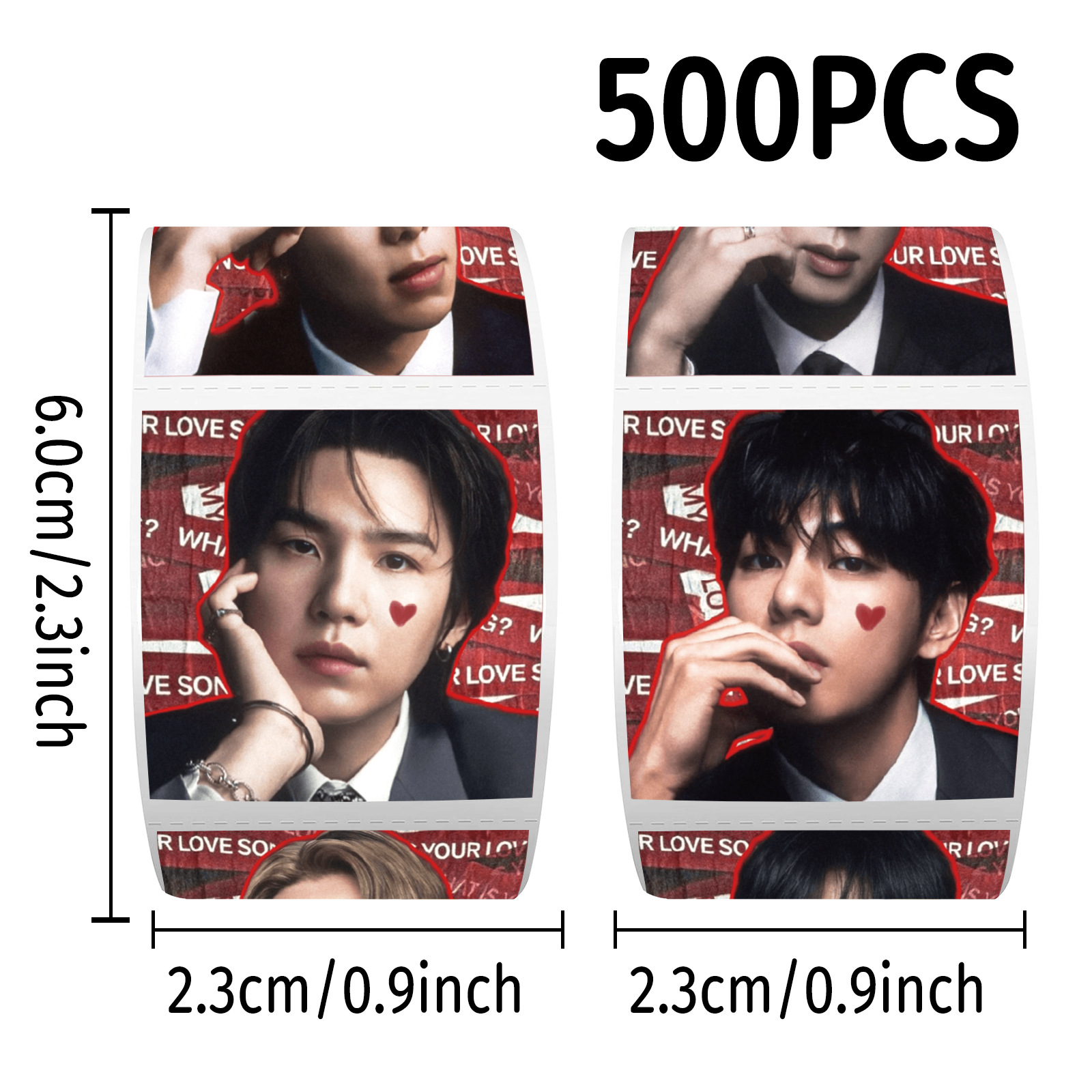 Case Fans - สติ๊กเกอร์โรล K-pop BTS 500 ชิ้น สำหรับตกแต่งสมุดบันทึก