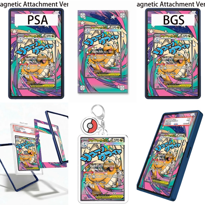 Case Fans - เคสอะคริลิกแบบรีไซเคิลสำหรับใส่พวงกุญแจลายโปเกมอน Surging Sparks Mega Dragonite ของสะสมสำหรับแฟนๆ